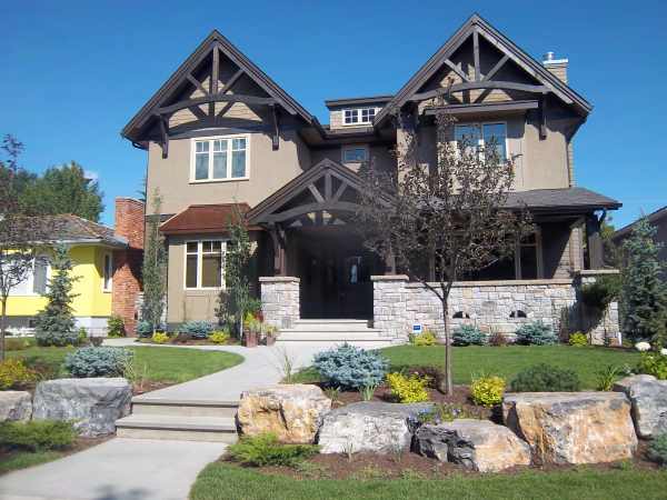 Front Yard Landscaping with Boulder Wall