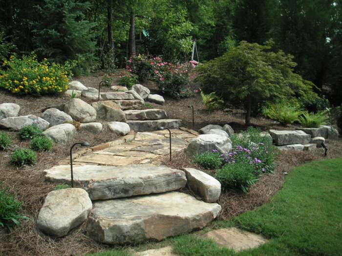 Although this hillside landscape design looks simple, it contains many ...