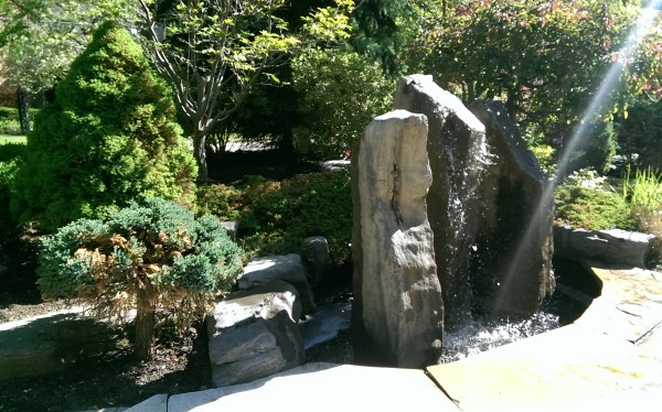 A freestanding water feature is a nice way to welcome visitors to your home.