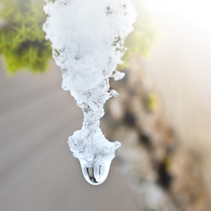 Snow melting in spring.