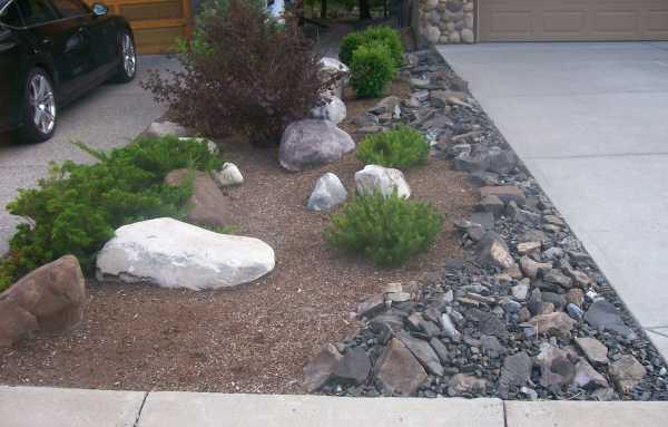 These two neighbours built a creative low maintenance space between the driveways. 