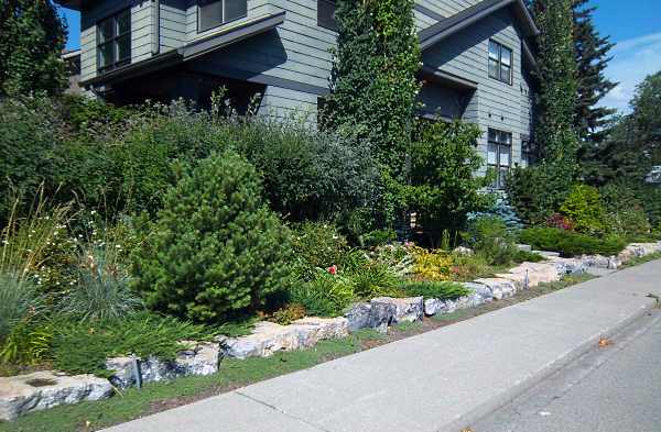 Large stone edging is a great alternative to low stone walls.