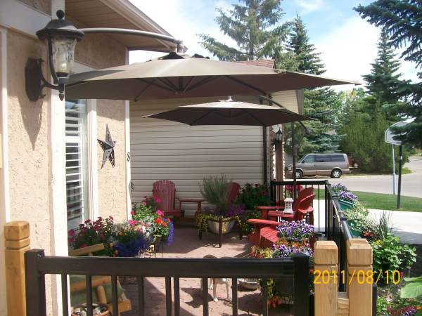 Patios are usually associated with backyard landscaping.