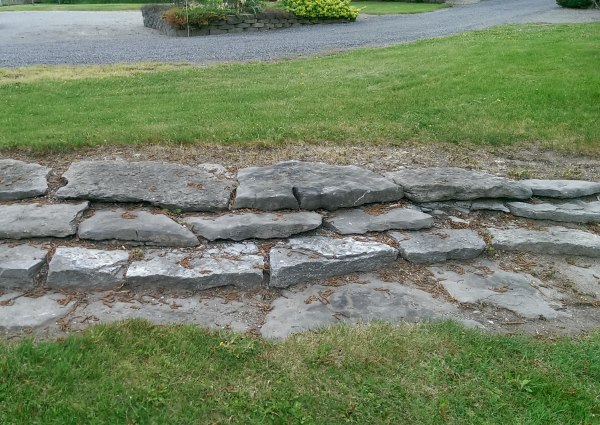 A simple way to deal with a small slope. Stone steps are much easier to build than most people think.