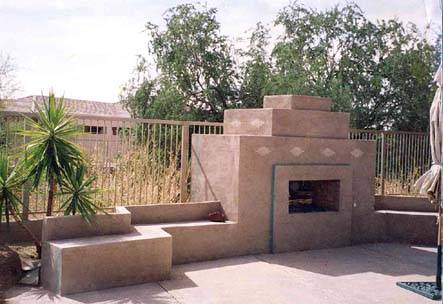 Outdoor fireplaces are very popular in desert settings like this one.