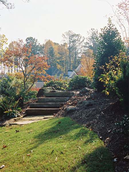 A nice set of natural stone steps takes users to the next level. 